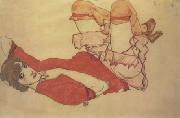 Wally in Red Blouse with Raised Knees (mk12), Egon Schiele
